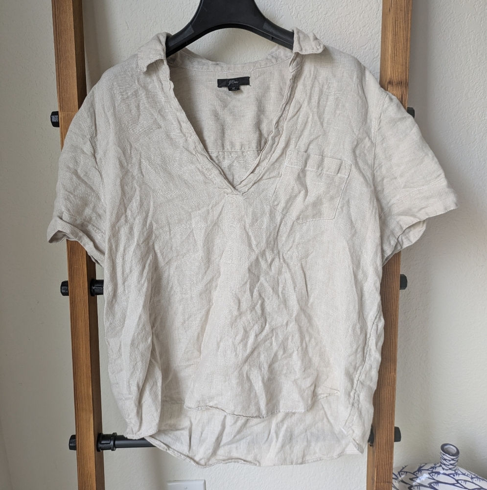J. Crew Women's Beige Linen Top - Size M